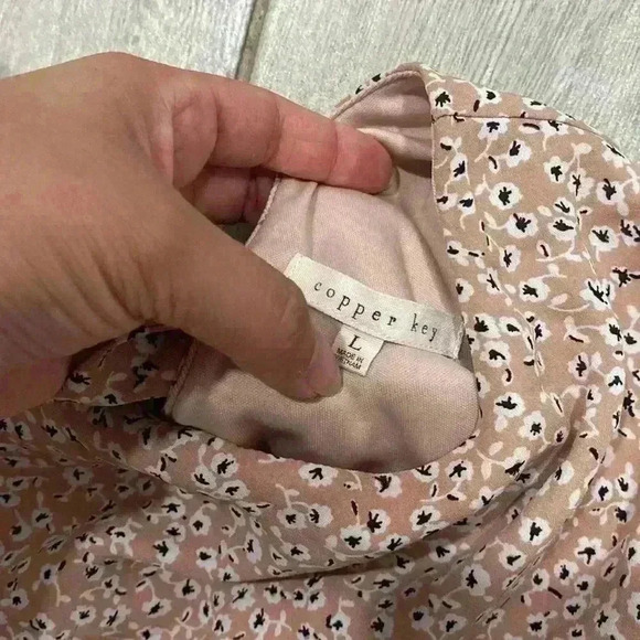 Copper Key Floral Mini Dress Short Sleeve Size Large - Picture 3 of 7